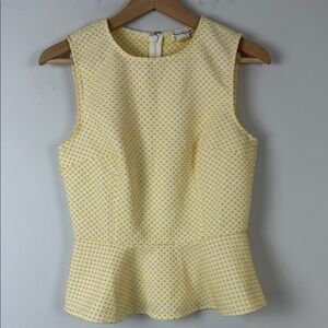 Club Monaco Yellow Dot Peplum Patterned Sleeveless Blouse Size Small